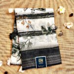 Dark Green Digital Print Cotton Linen Silk Saree LFC0823056