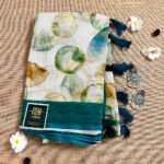 Digital Circle Printed Cotton Linen Silk Saree-LLC0823027