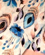 Digital Floral Printed Cotton Linen Silk Saree - Image 2