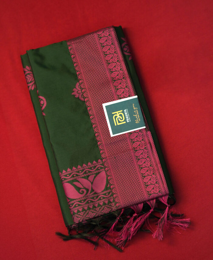 Dark Green Semi Silk Saree LSS0823037