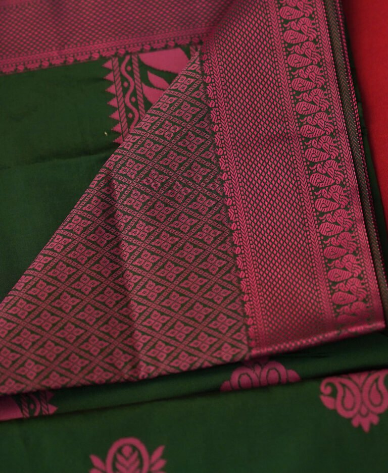 Dark Green Semi Silk Saree LSS0823037