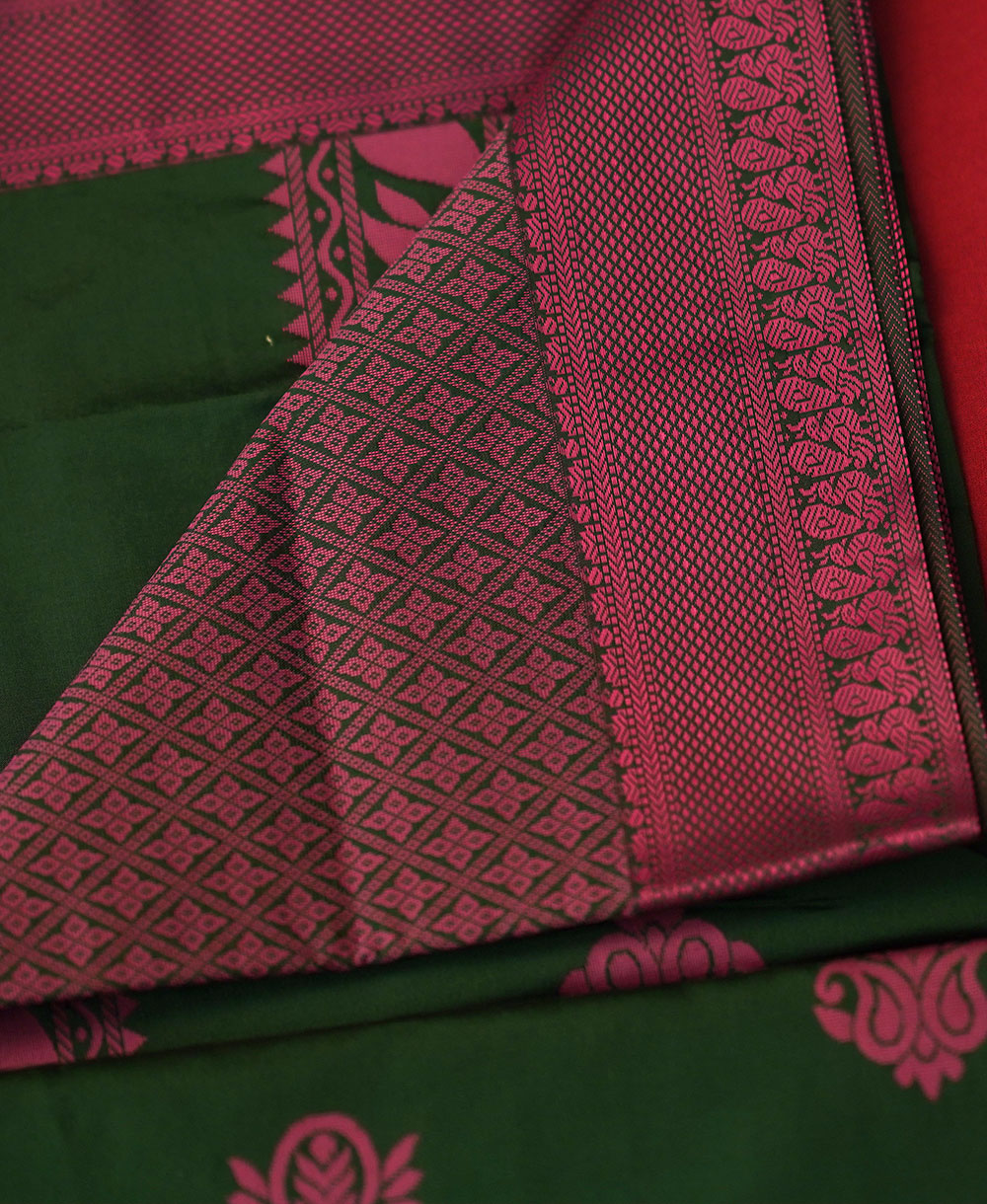 Dark Green Semi Silk Saree LSS0823037