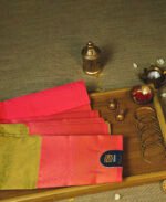 Light Olive Green & Pink Kanchipuram Designer Silk Saree - Image 2