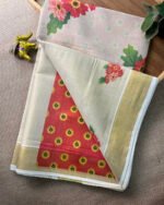 Kerala Golden Tissue Saree with Golden Floral Print