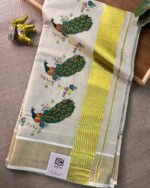 Kerala Gold Tissue Saree Mayil Peeli Design