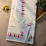 Kerala Saree with Silver Zari with Black & Pink Temple Border